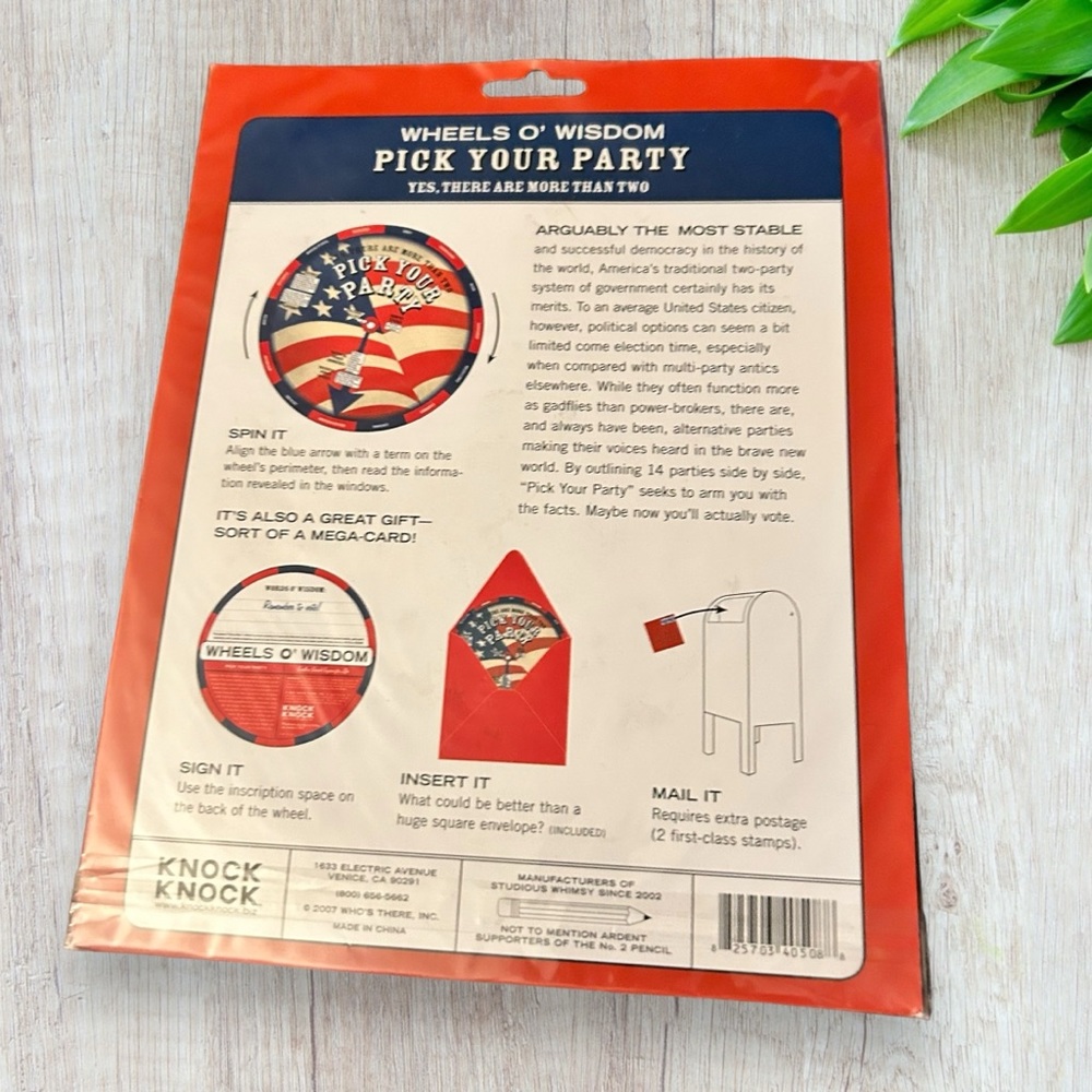 New Politics Party Game Spinner Board Card & Envelope - Picture 2 of 4